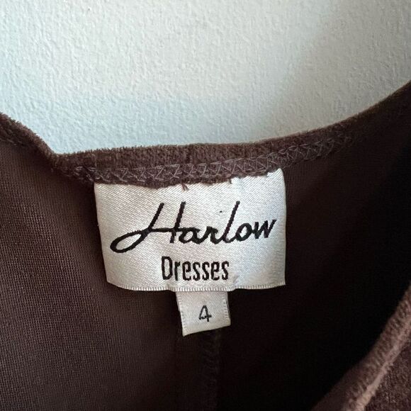 Vintage Harlow Dresses Brown Velvet Tank Maxi Dress Size 4 - Picture 3 of 6